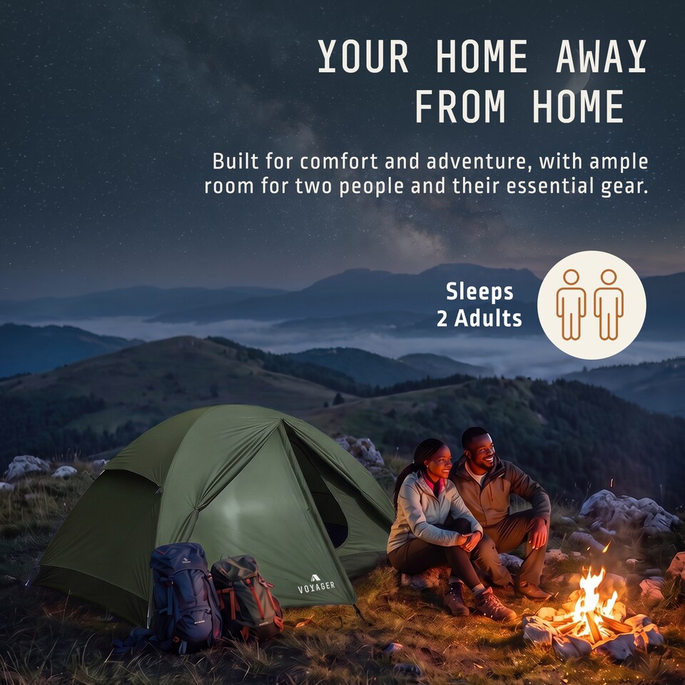 image 1 of Voyager 2 Man Dome Tent with Taped Seams and Breathable Mesh Inner