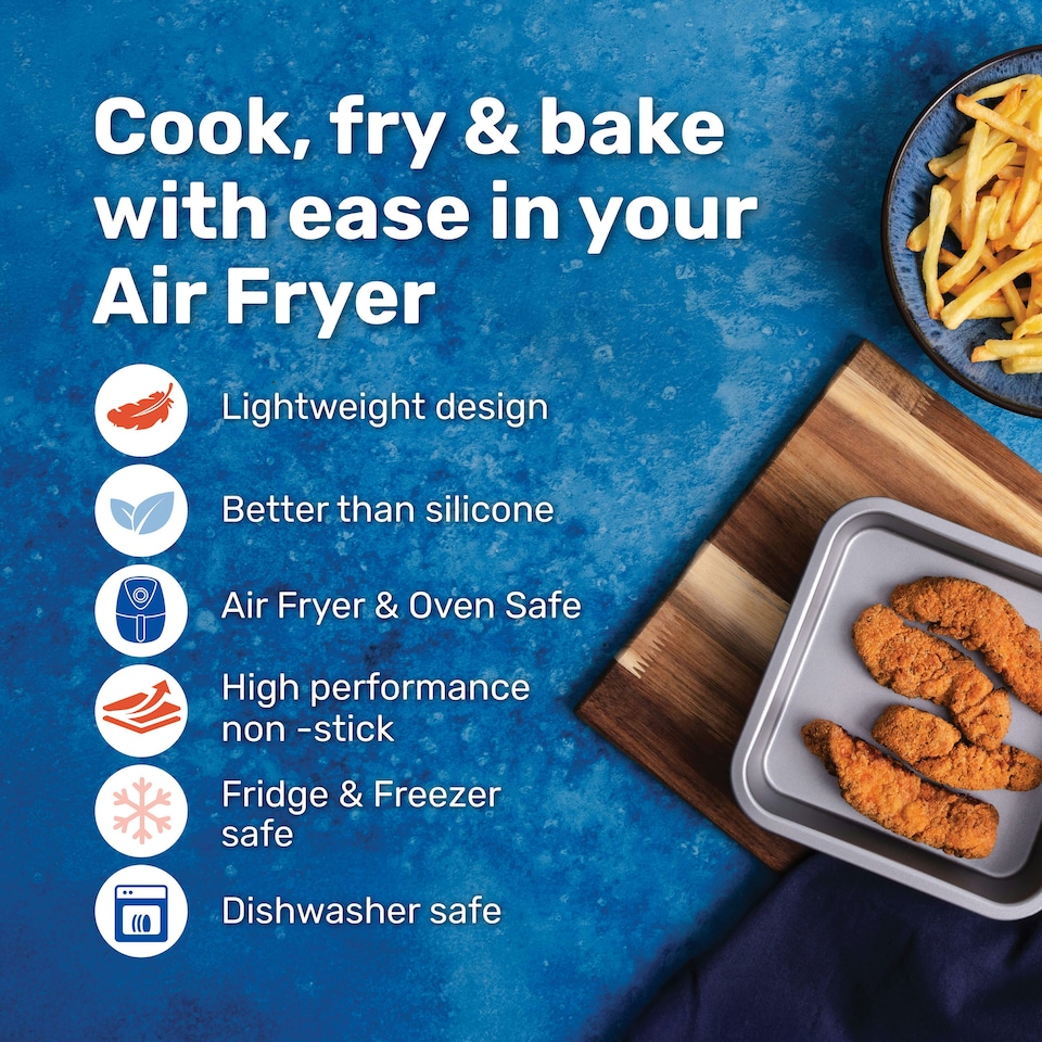 image 1 of BetterWare Air Fryer Accessories Set of 2 x 15cm Square Tins