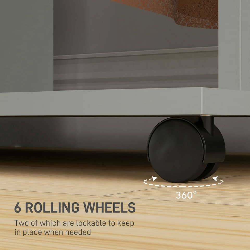 image 1 of HOMCOM Mobile Double Open Wardrobe w/ Clothes Hanging Rail Clothing Grey