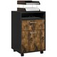image 1 of HOMCOM 60cm Filing Cabinet with Drawers and Open Shelf, Rustic Brown