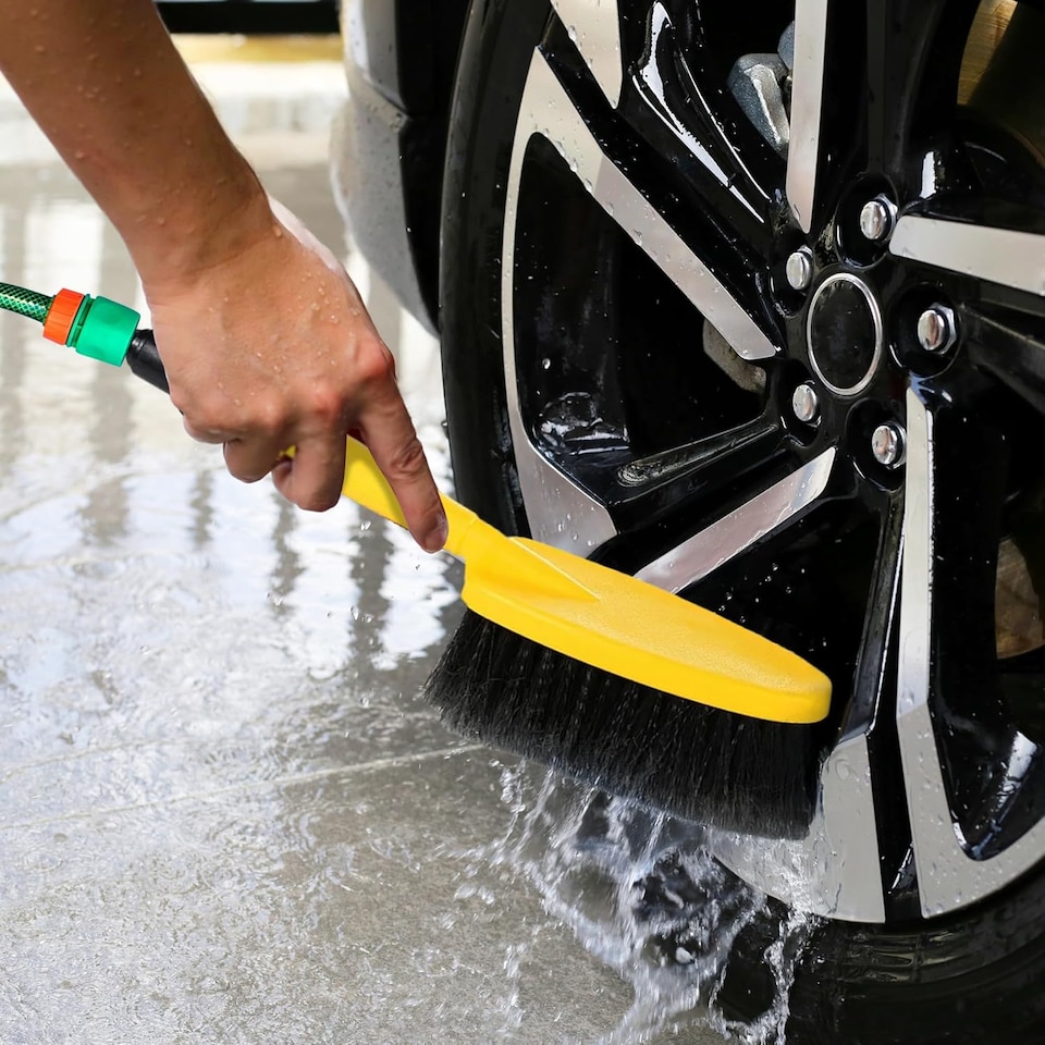 image 1 of Car Cleaning Kit 3m 9ft Telescopic Water Brush + 2 In 1 Spray Wheel Brush Diy