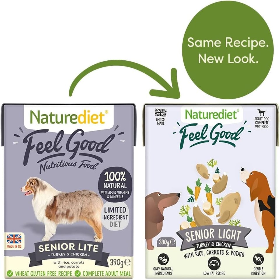image 1 of Naturediet - Feel Good Wet Dog Food, Natural and Nutritionally Balanced, Senior-Lite, 390g (Pack of 18)