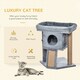 image 2 of PawHut Cat Tree Tower Indoor with Cats Scratching Post Cat House, Grey