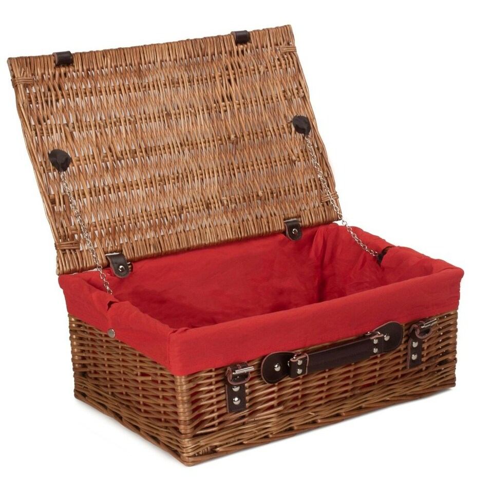 image 1 of 46cm Double Steamed Wicker Picnic Basket with Lining Grey | Grey | One Size