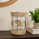 image 1 of Interiors by Premier Natural Rattan Large Lantern, Rustic and Stylish Glass Lantern, Black Metal and Clear Glass Candle Lantern