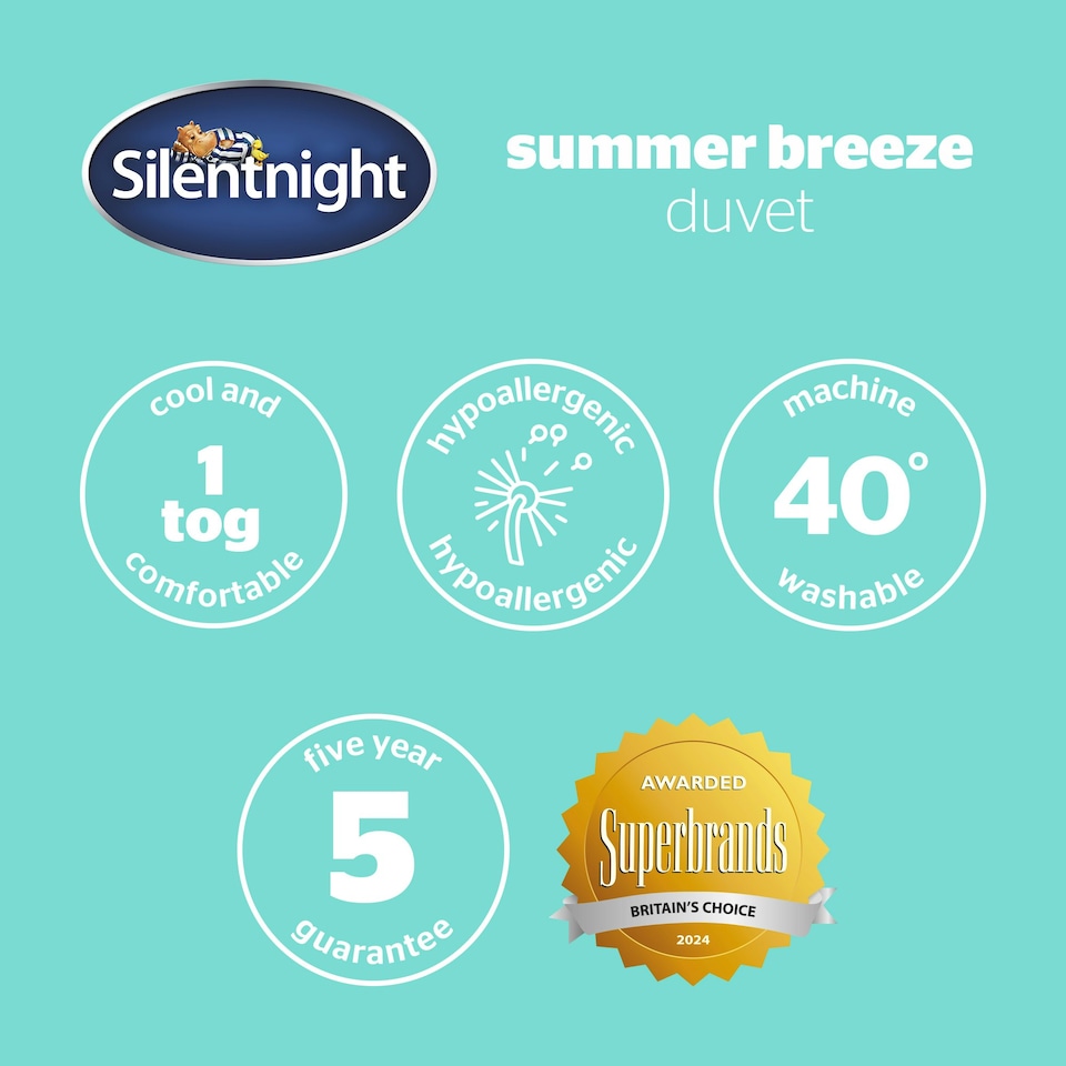 image 1 of Silentnight Summer Breeze 1 Tog Duvet | White | Double