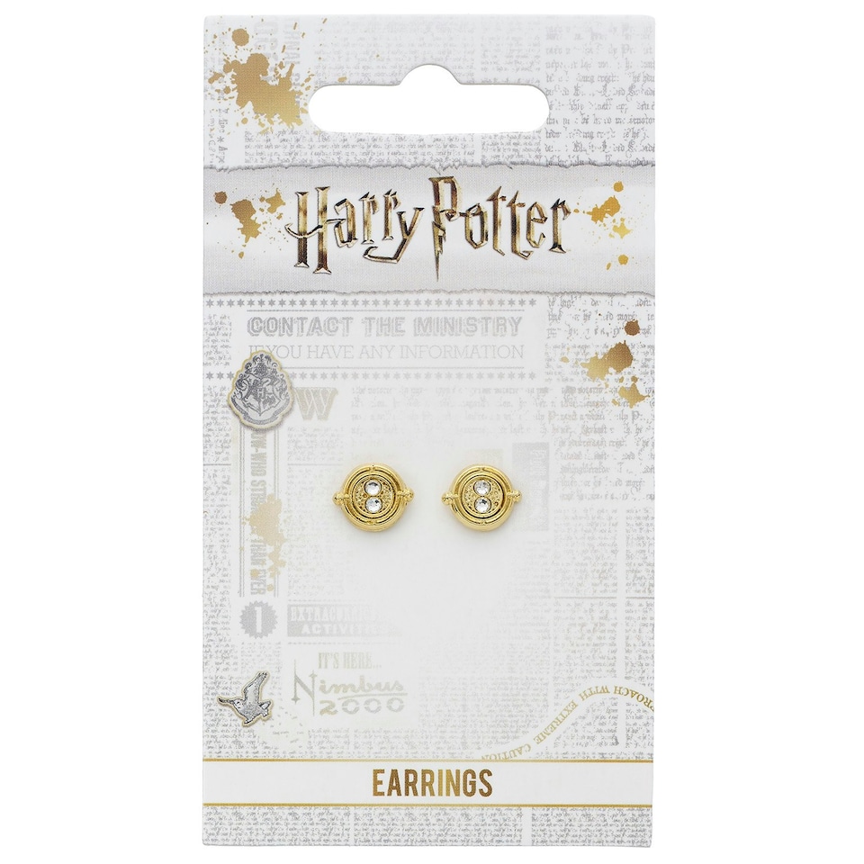 image 1 of Official Harry Potter Time Turner Gold Plated Stud Earrings WES0100