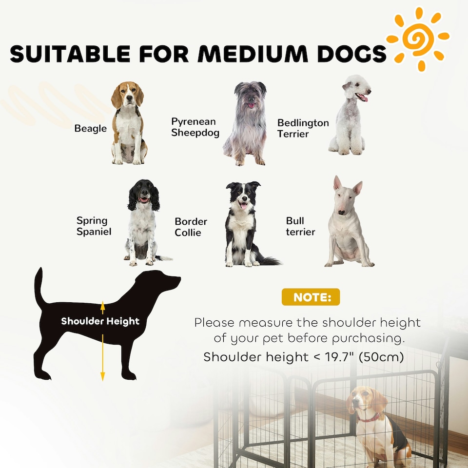 image 1 of PawHut Six-Panel Dog Playpen with Door, for Indoor, Outdoor, 80cm Tall