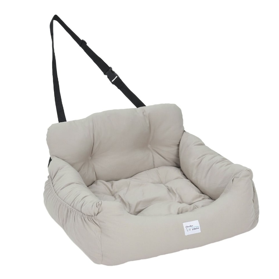 image 1 of Living and Home Dog Cushion Bed with Pockets for Travel- Light Grey- 50cm W x 45cm D | Multi | One Size