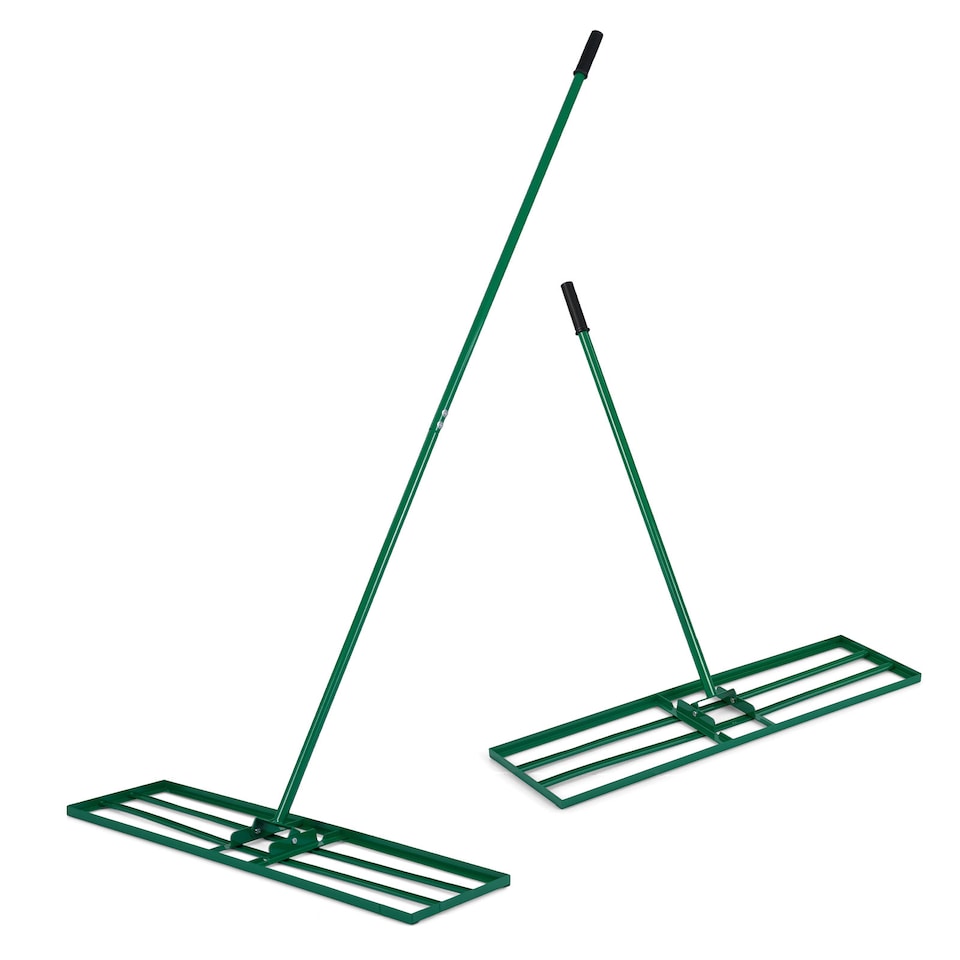 image 1 of COSTWAY 91 x 25 cm Lawn Leveling Rake Heavy-Duty Metal Levelawn Tool Green