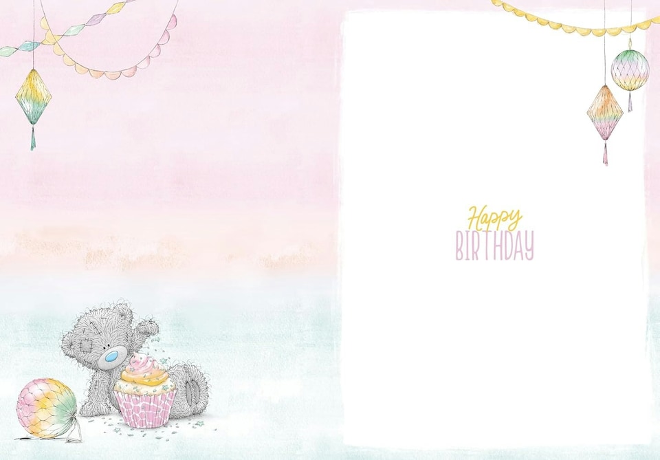 image 1 of Bear Holding Cup Cake 30th Birthday Card