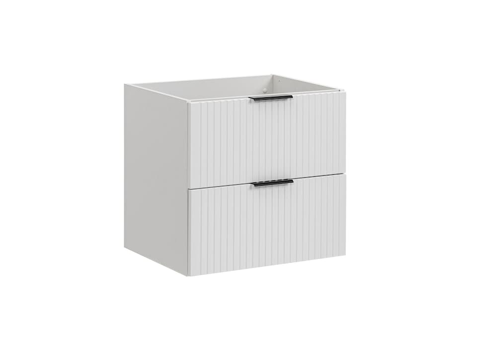 image 1 of Bathroom Vanity Unit 600mm White Cabinet Modern Wall Hung Floating Drawers Ribbed Fluted Adel