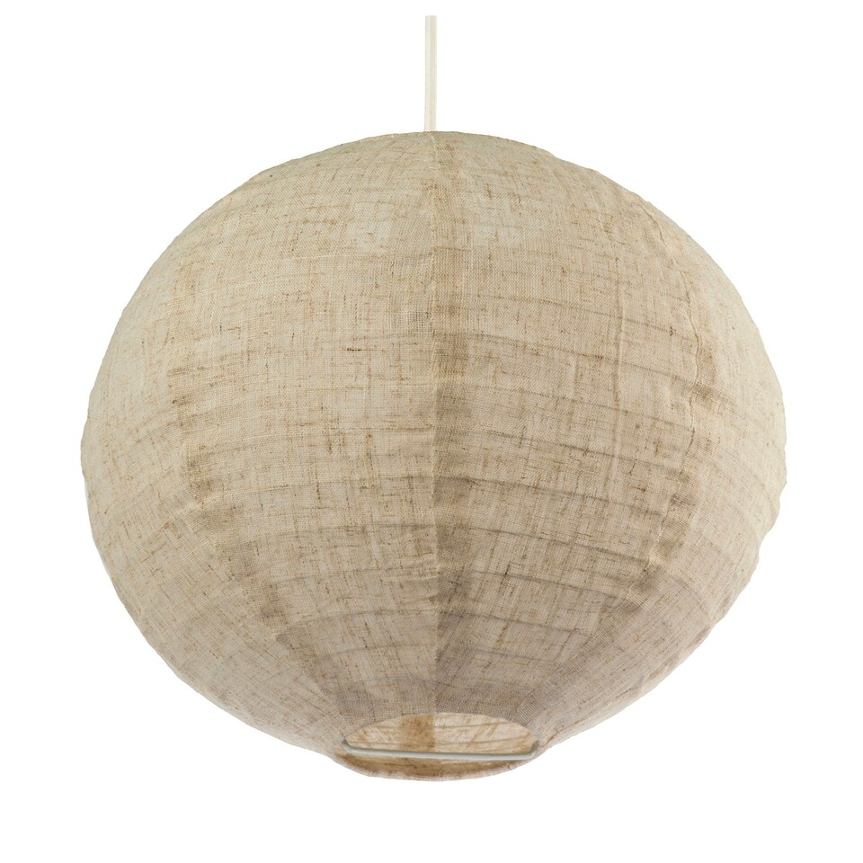 image 1 of Modern Natural Linen Fabric Oatmeal Spherical Pendant Lighting Shade Cream