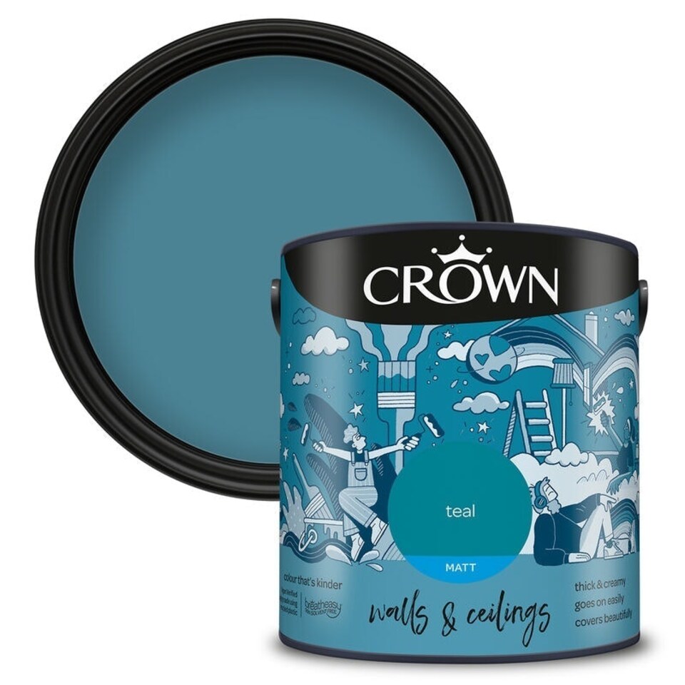 image 1 of Crown Walls & Ceilings Matt 2.5L Teal