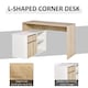 image 4 of HOMCOM L-Shaped Desk, Corner Computer Desk with Storage Drawer, Adjustable Shelf, Cabinet for Home Office and Study, 120 x 92 x 75cm, Oak and White