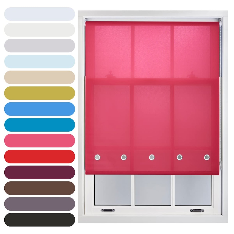 image 1 of FURNISHED Roller Blinds Daylight Round Eyelet Light Filtering Easy Fit Trimmable Window Blind | Pink | Fuchsia | (W) 205cm x (L) 165cm