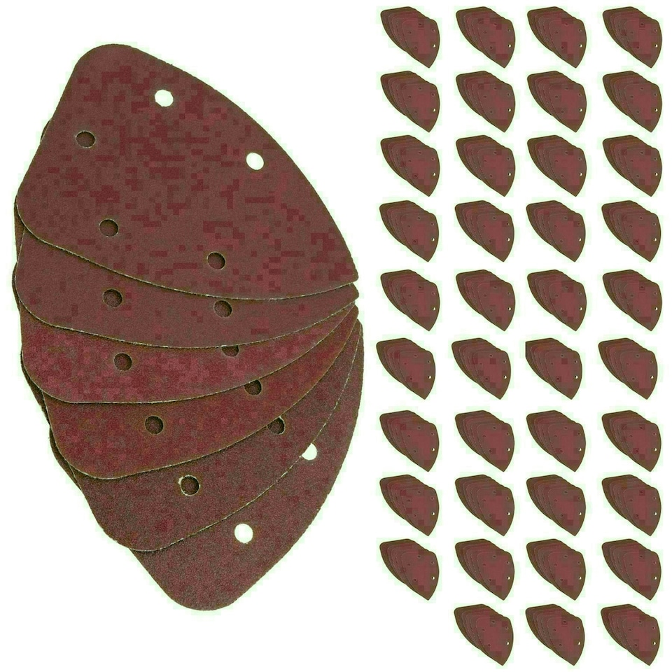 image 1 of Hook And Loop Detail Sanding Pads Discs 140mm Triangular Mixed Grit 240 Pack