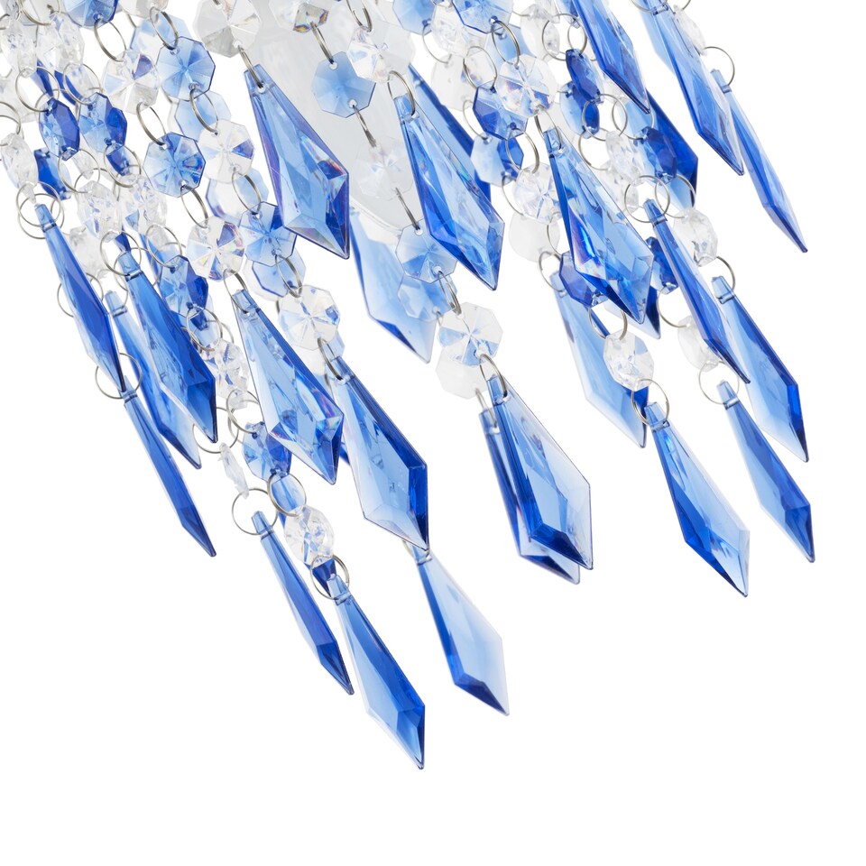 image 1 of Modern Waterfall Design Pendant Shade with Clear-Blue Acrylic Drops and Beads | Blue