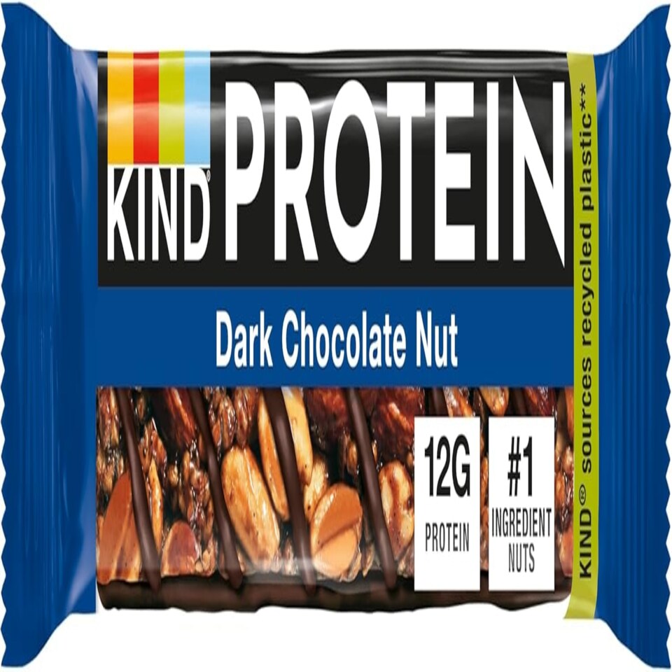 image 1 of KIND Protein Bars, Gluten Free Snack, Dark Chocolate Nut, High Fibre, Source of Protein, No Artificial Colours, Flavours or Preservatives, Multipack 24 x 50g