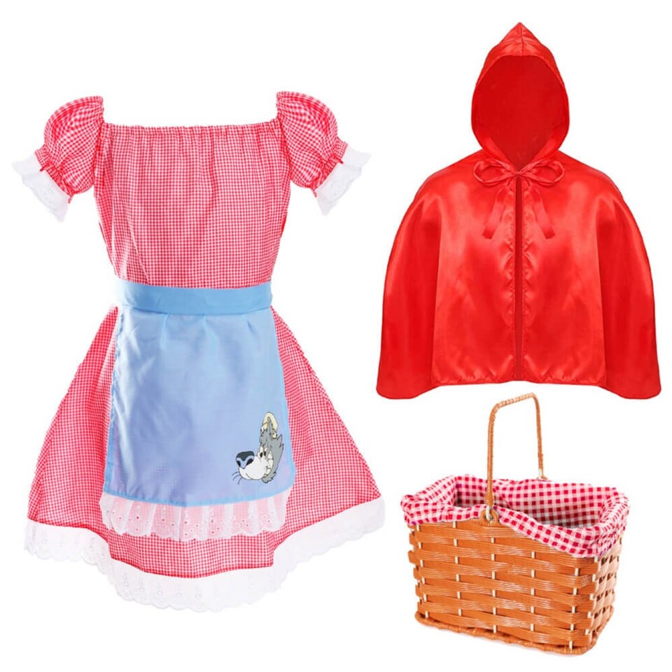 image 1 of Little Red Riding Hood Costume, Dog Toy & Basket Red | L