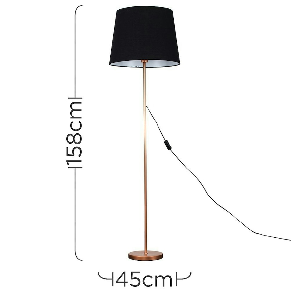 image 1 of ValueLights Modern Floor Lamp In Copper Metal Finish With Black Shade