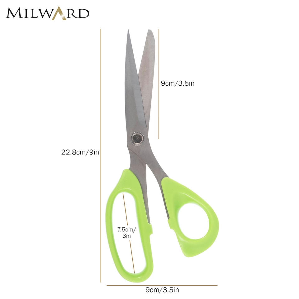 image 1 of Milward General Purpose Scissors - 22.8cm/9in Sharp Fabric, Craft & Office Scissors with Ergonomic Handle