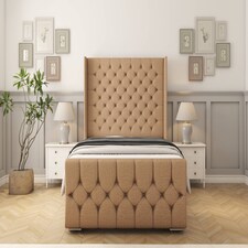 Sloomy Luthor Latte Dumfries Bed Frame With 50" Upholstered Wingback Headboard 3' Single