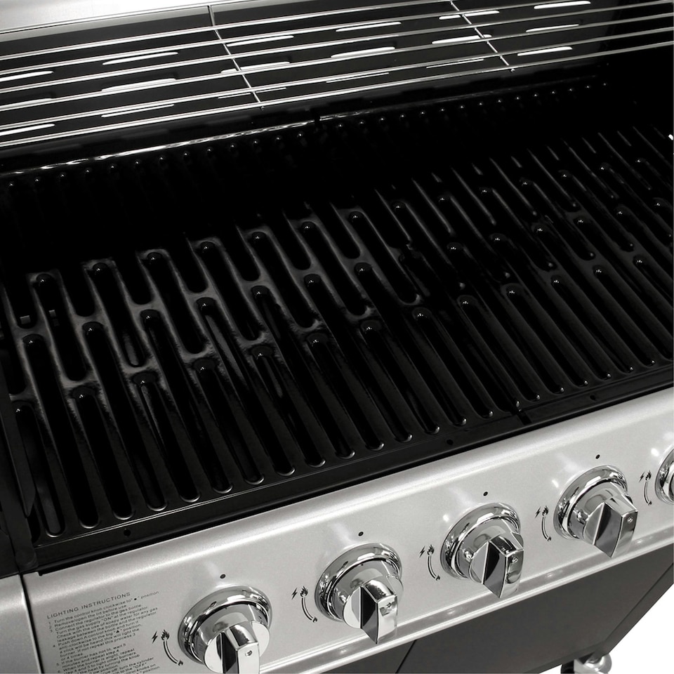 image 1 of Charles Bentley 6 Burner Premium Gas BBQ with Side Burner - Black