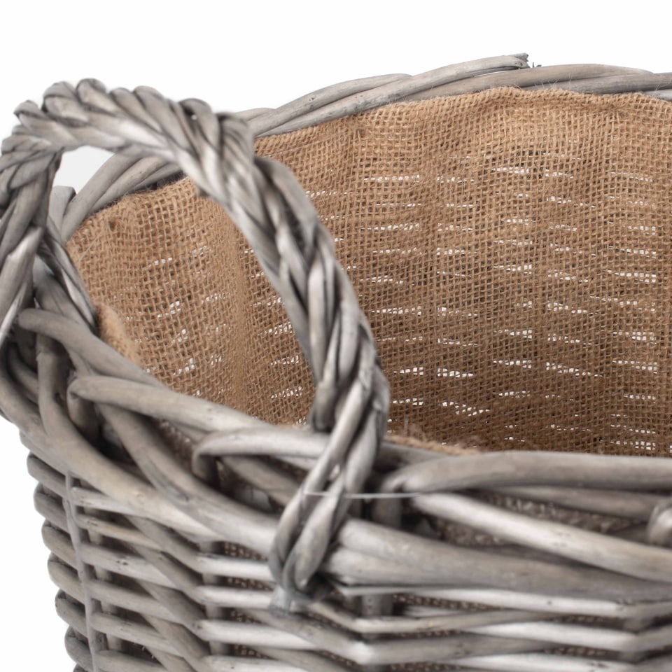 image 1 of Medium Round Lined Wicker Log Basket