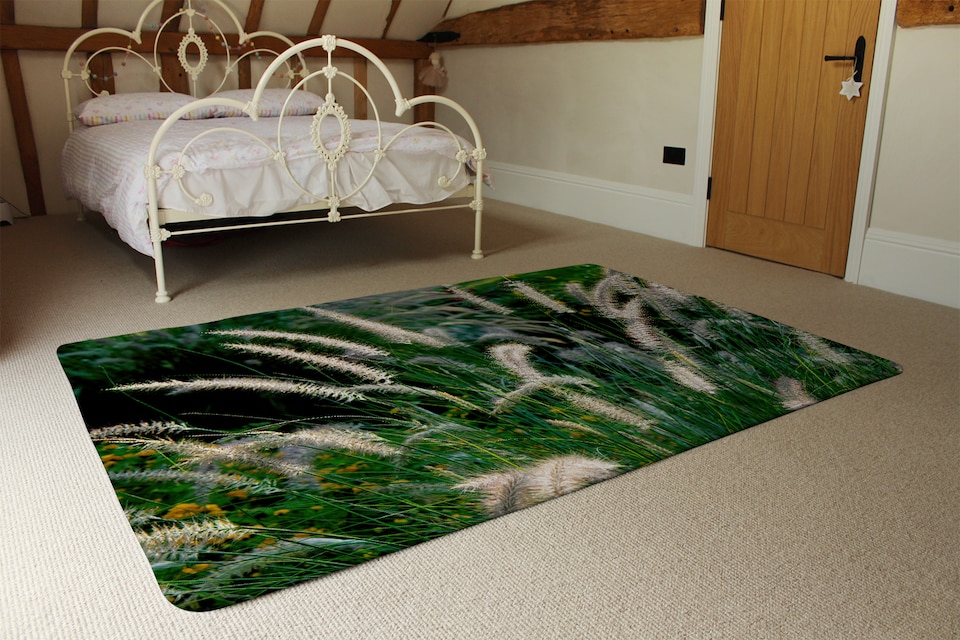 image 1 of Decorative Cat Tail Grass Growing Along A Walkway Designer Rug | Multi