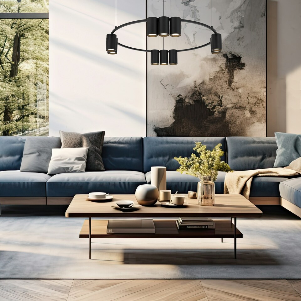 image 1 of Milagro Pendant Light (Circle) Genesis Black 10xGU10
