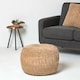 image 2 of Homescapes Sofia Pleated Velvet Taupe Pouffe