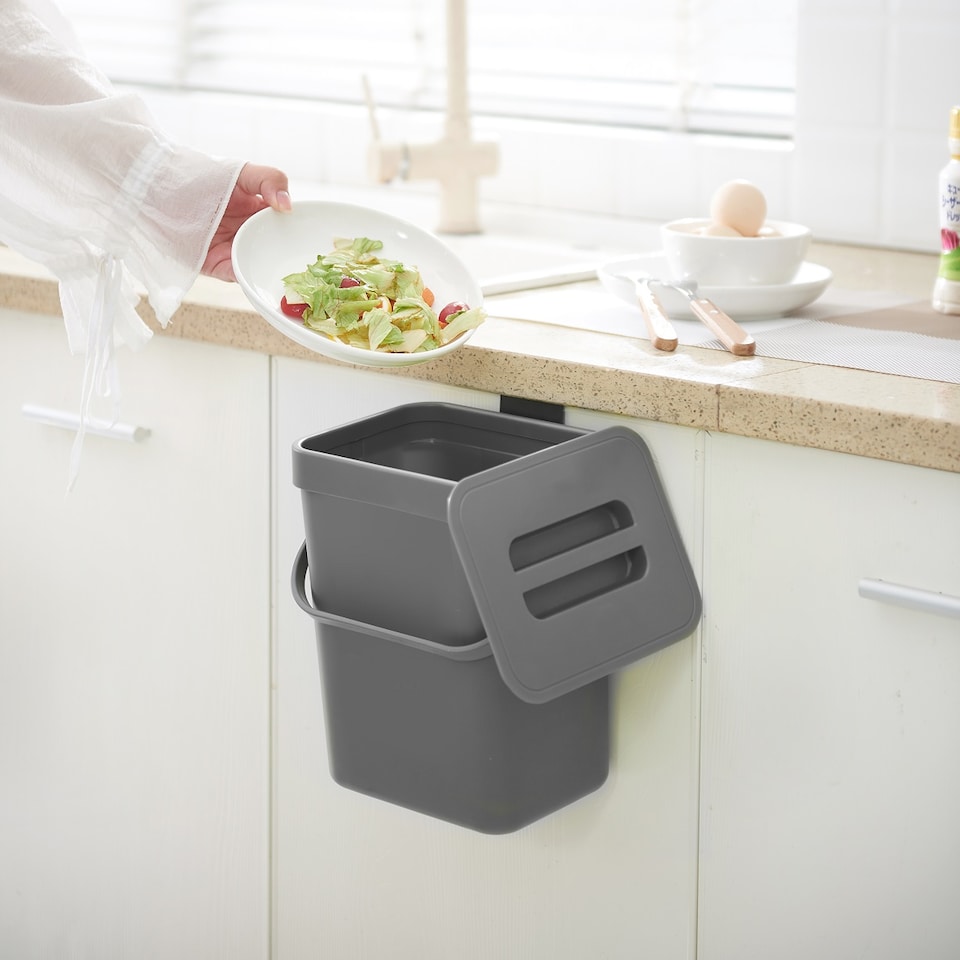 image 1 of Puro Hanging Compost Caddy 3L | Grey | Dark Grey | 3L