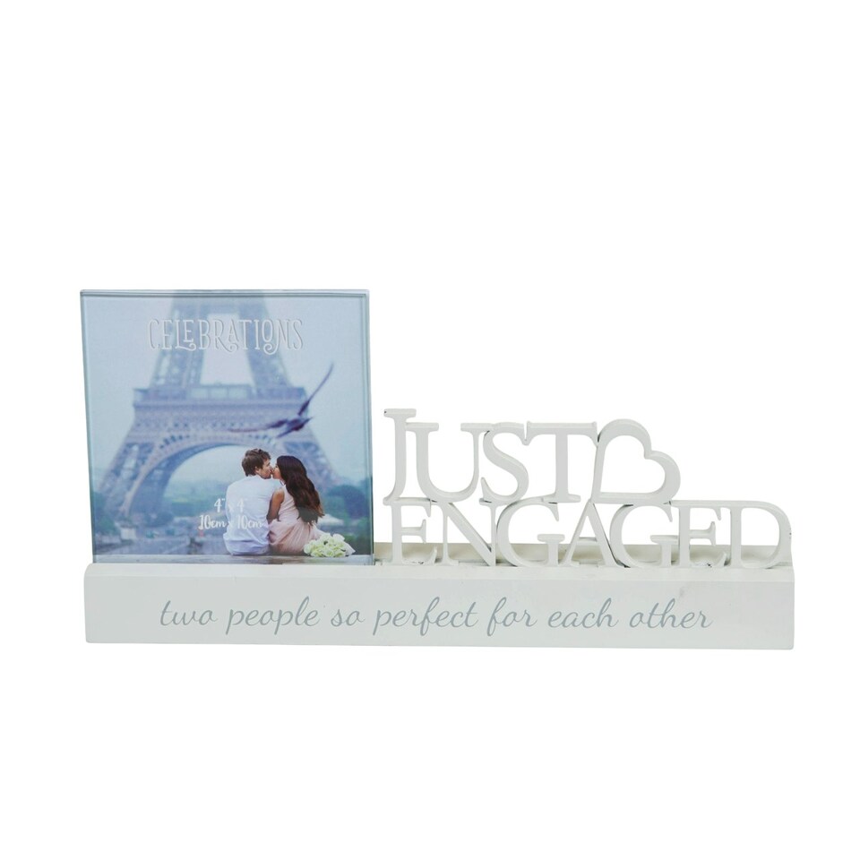 image 1 of Widdop 'Just Engaged' Decorative Photo frame - 4 x 4" Clear | One Size