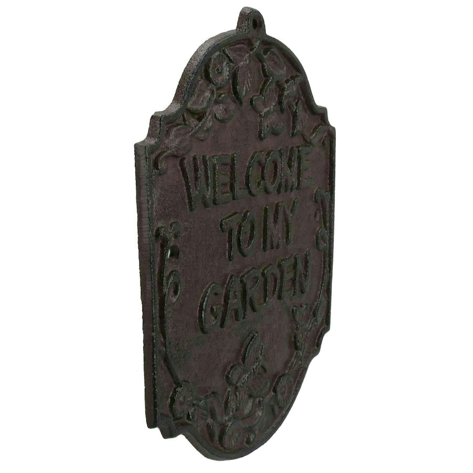 image 1 of Welcome To My Garden Cast Iron Sign Plaque Door Wall House Gate Fence