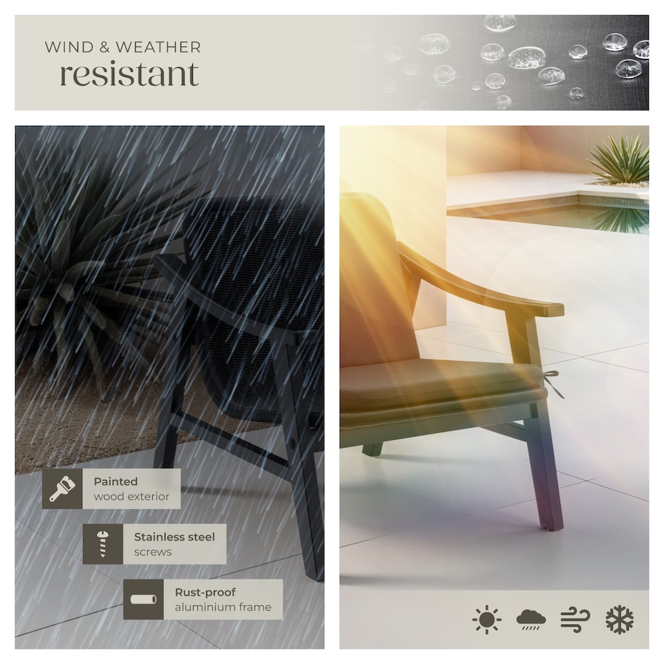 image 1 of Rattan Garden Chair Outdoor Furniture Chairs Varnished Wooden Frame Lounge Arm Chair | Black | black | One Size | 1