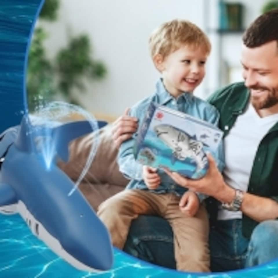 image 1 of Remote Control Shark Toy with Water Spray - Electric RC Swimming Shark for Kids - 360° Movement - Dual Propeller Drive - Waterproof Bath & Pool Toy