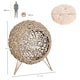 image 4 of PawHut Wicker Cat House, Ball-Shaped Rattan Raised Cat Bed - Natural Wood Finish