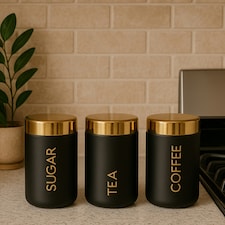 Maison by Premier Liberty Set of 3 Black Canisters