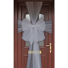 Silver Deluxe Pre-Made Door Bow Decoration