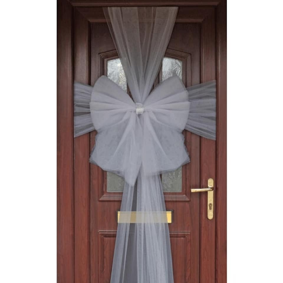 Silver Deluxe Pre-Made Door Bow Decoration