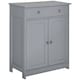 image 6 of kleankin Bathroom Floor Storage Cabinet w/ 2 Drawers Door Cupboard Grey