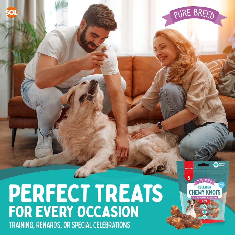 image 1 of 20pk Small Collagen Chewy Knots Beef, 5cm Dog Chews Treats, High Protein Puppy Snacks, Dental Health & Boredom Breaker