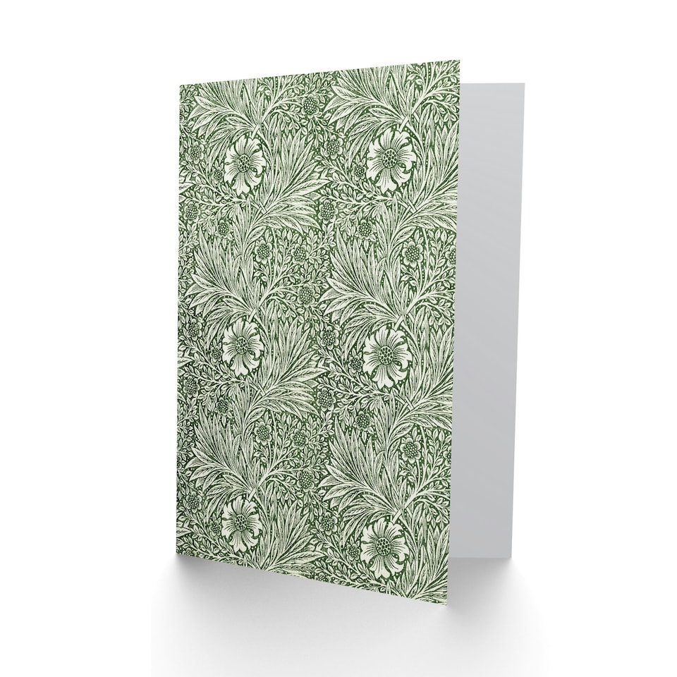 image 1 of William Morris Art Card Marigold Flower Green Pattern
