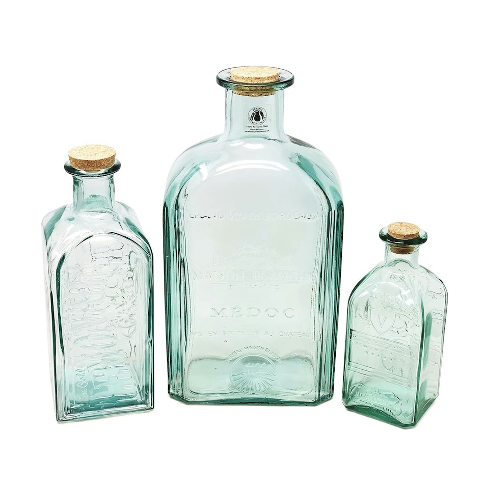 image 1 of Verano Spanish Ceramics Recycled Glass Large Bottle w/ Cork - 4.6L | Clear | 1