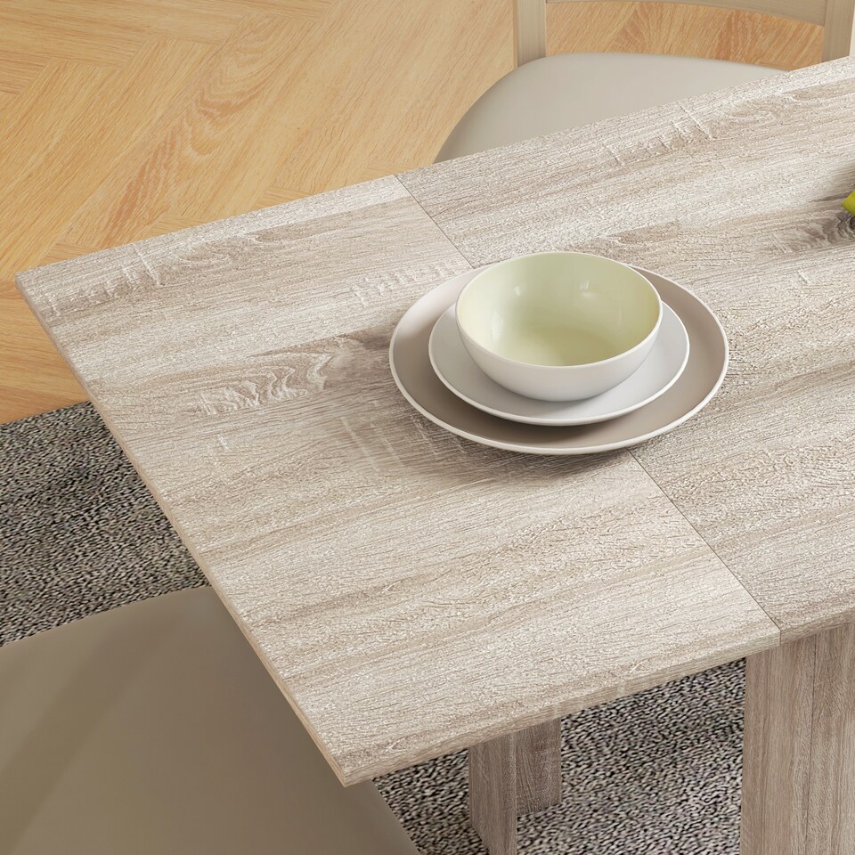 image 1 of HOMCOM Folding Dining Table, Extendable Kitchen Table for Small Space, Drop Leaf Table for 2-4 People, 140 x 70 x 75 cm, Oak