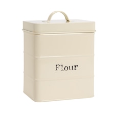 Harbour Housewares Vintage Metal Kitchen Flour Canister - Cream