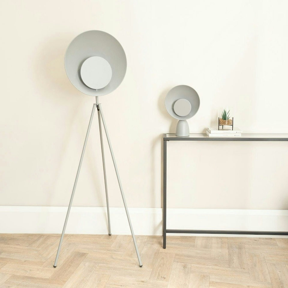 image 1 of ValueLights Saffy Matt Grey Metal Integrated LED Metallic Shade Table Lamp