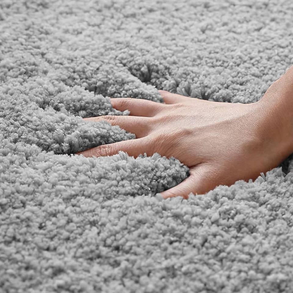 image 1 of Luxury Microfibre Deep Pile Bath Mat and Pedestal Set - Non Slip Grey | Dove Grey