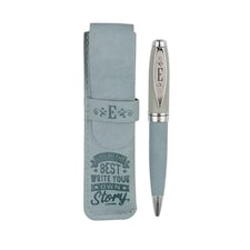History & Heraldry Bamboo Ballpoint Pen Letter E - Teal